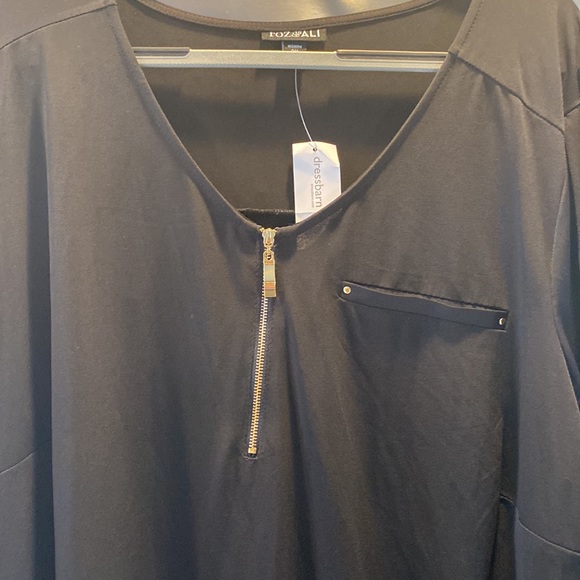 NWT Dressbarn size 3X black blouse with 1/2 zipper - brand Rox & Ali - Picture 3 of 6